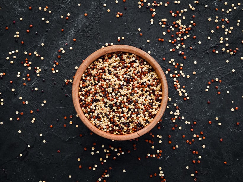 Les couleurs du quinoa: rouge, blanc ou noir. Un mélange des trois couleurs est souvent proposé dans le commerce: le quinoa tricolore.